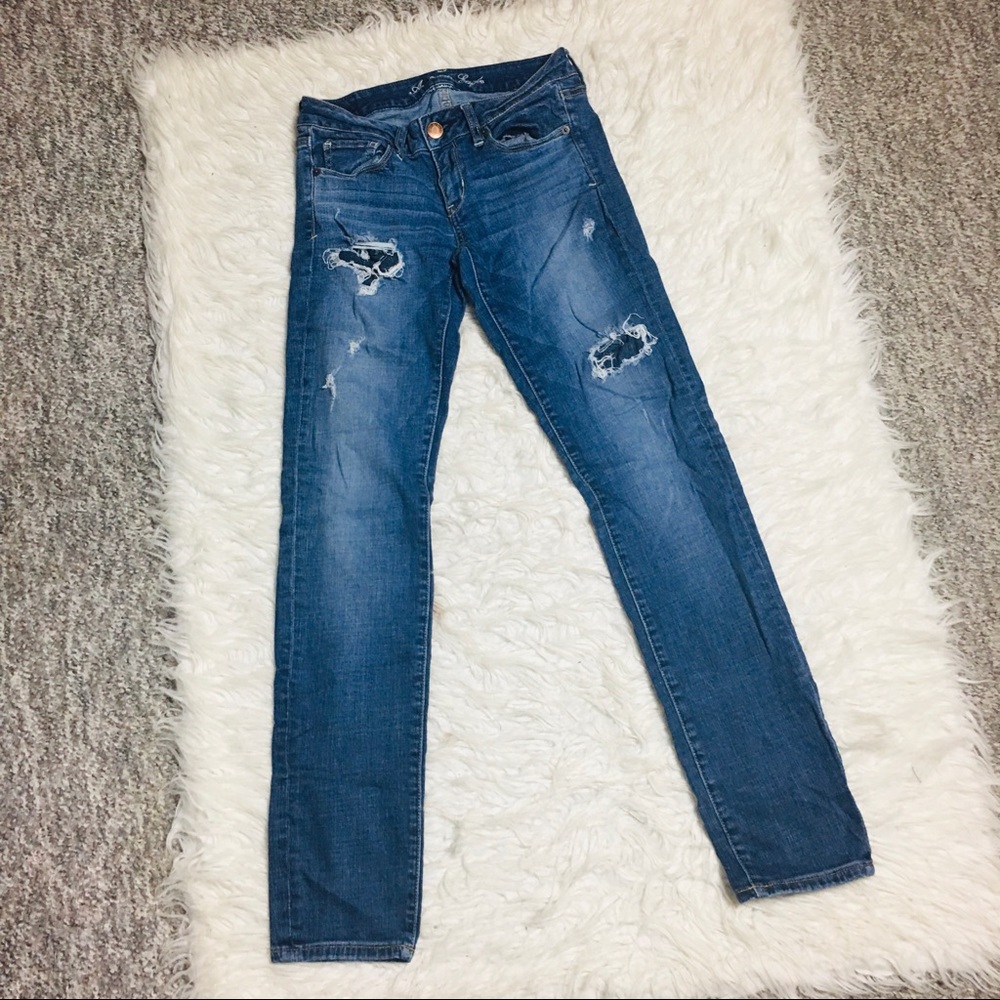 American Eagle Outfitters Skinny Jeans Ripped Size 4 - Picture 1 of 15